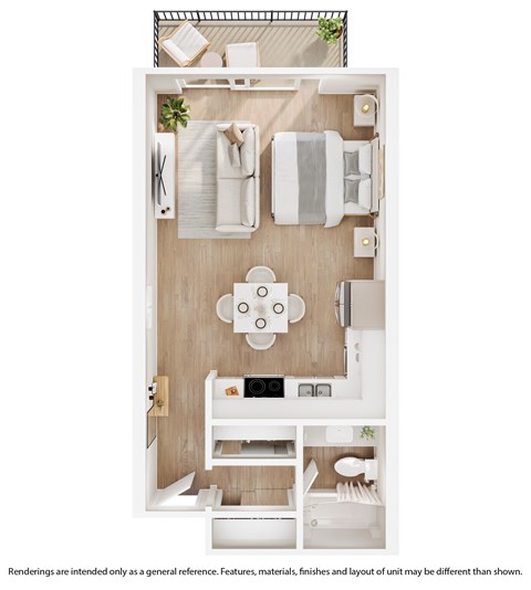 Floor plan for studio, 457 sqft